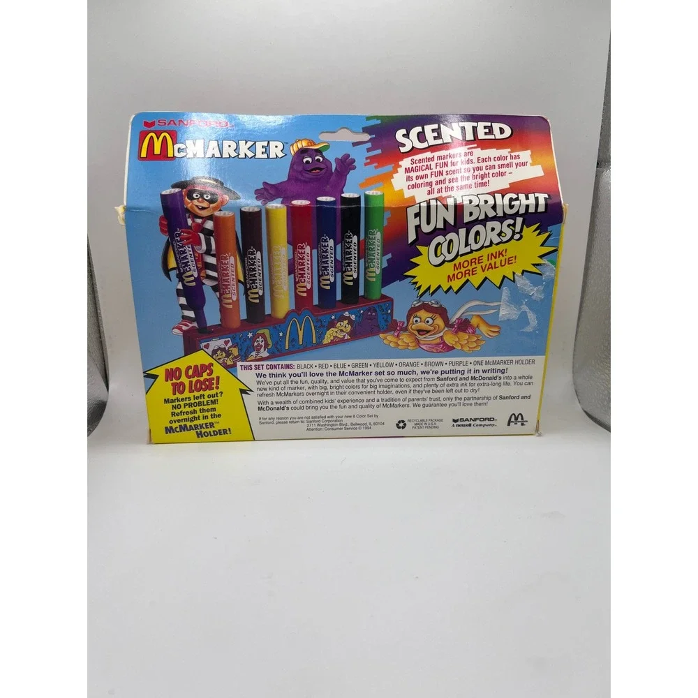McDonald's McMarker Set Of 8 Scented Watercolor Markers W Holder 1994 NOS (2)